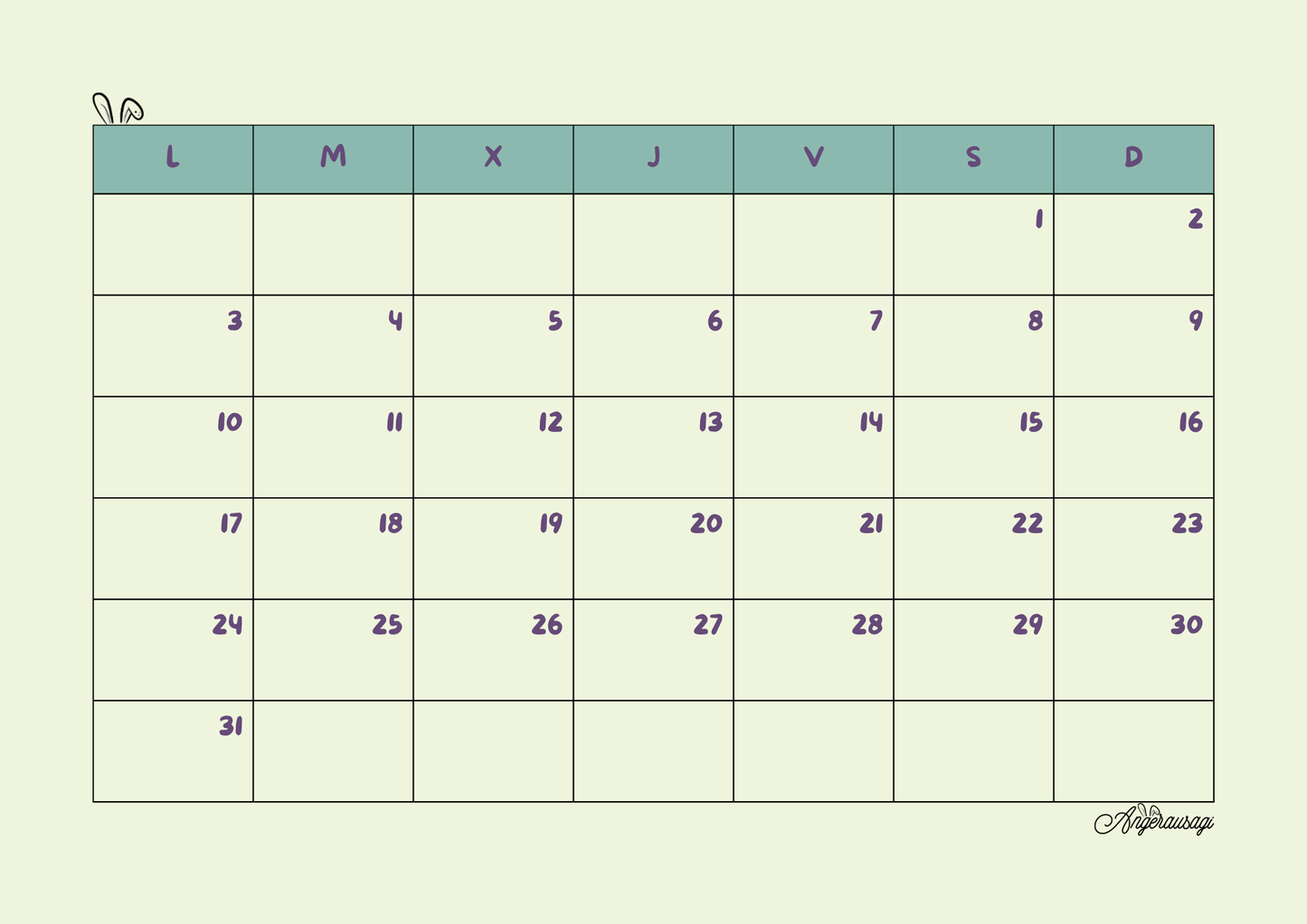 Calendario con paisajes 2025