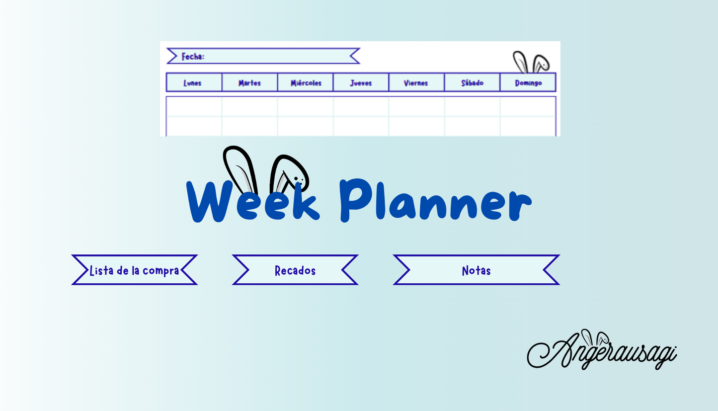 Planificador semanal imprimible azul/celeste