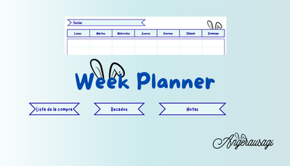 Planificador semanal imprimible azul/celeste