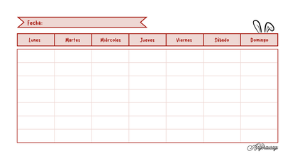 Planificador semanal Imprimible Rojo/Rosa