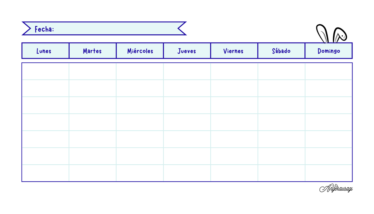 Planificador semanal imprimible azul/celeste