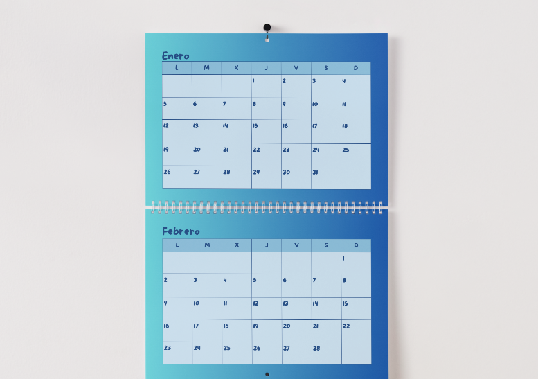 Calendario 2026 Azul/Celeste