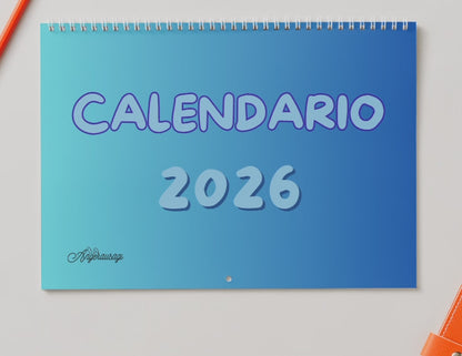 Calendario 2026 Azul/Celeste