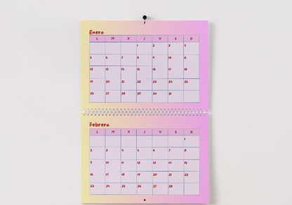 Calendario 2026 Rojo/Rosa