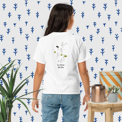 camiseta unisex niño/adolescente blanca esqueleto